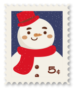 Snowman postal stamp.